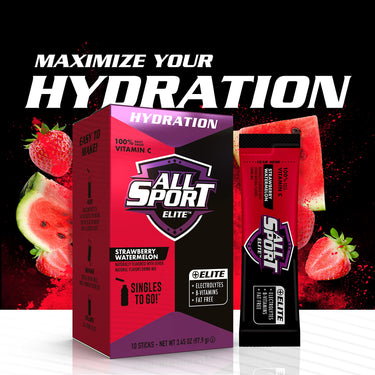 ALL SPORT ELITE - Electrolyte Hydration Performance - Strawberry Watermelon - Singles To Go Powder Packets (10 Sticks)